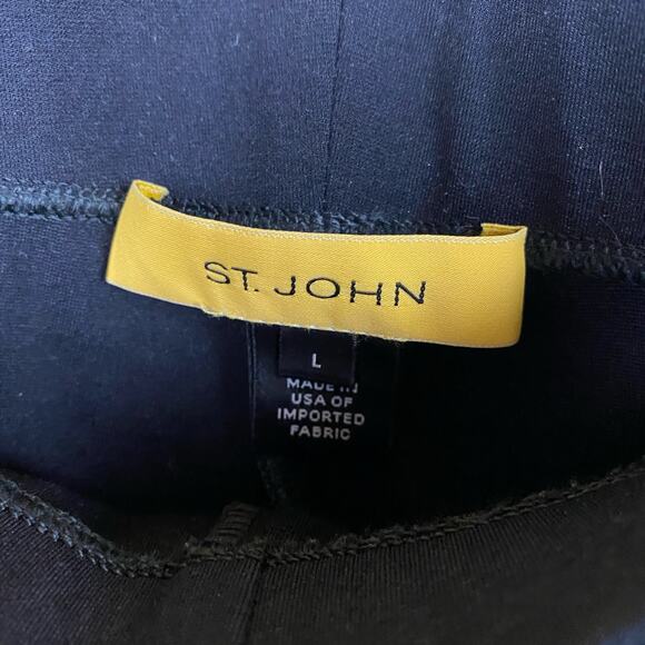 St. John Black Pull On Stretchy Knit Crop Capri Pants Size Large - Picture 5 of 6